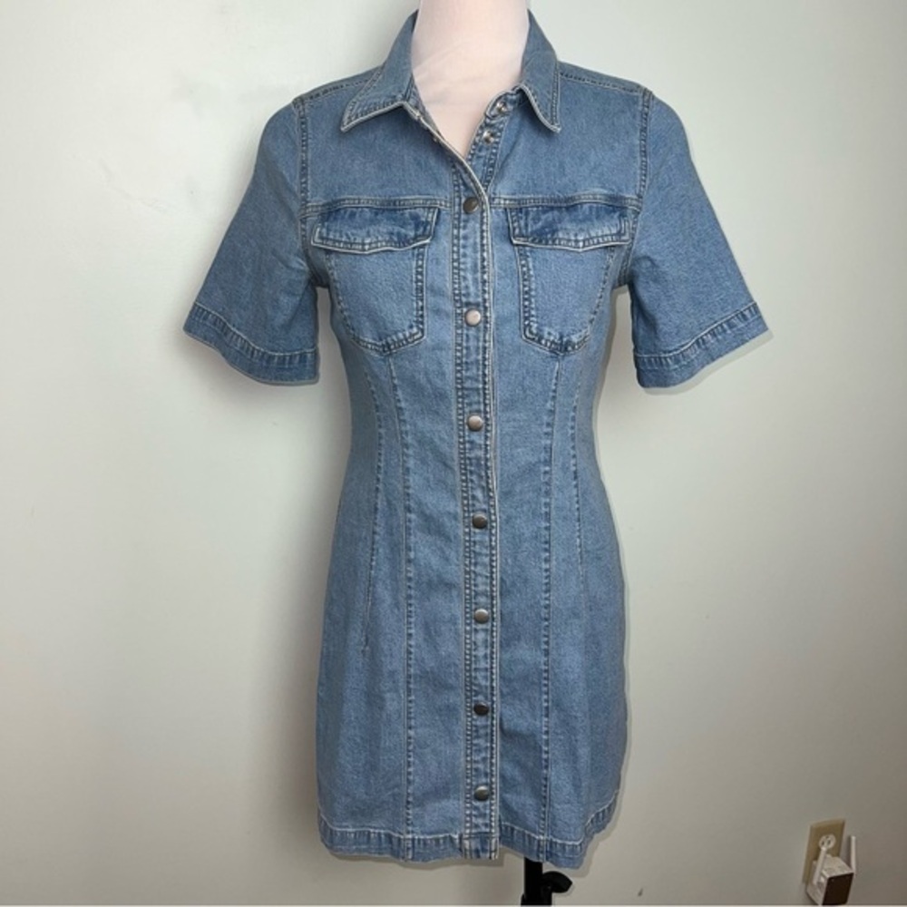 Madewell Denim Button Front Shirt Dress Light Blue Wash Women’s Size 2